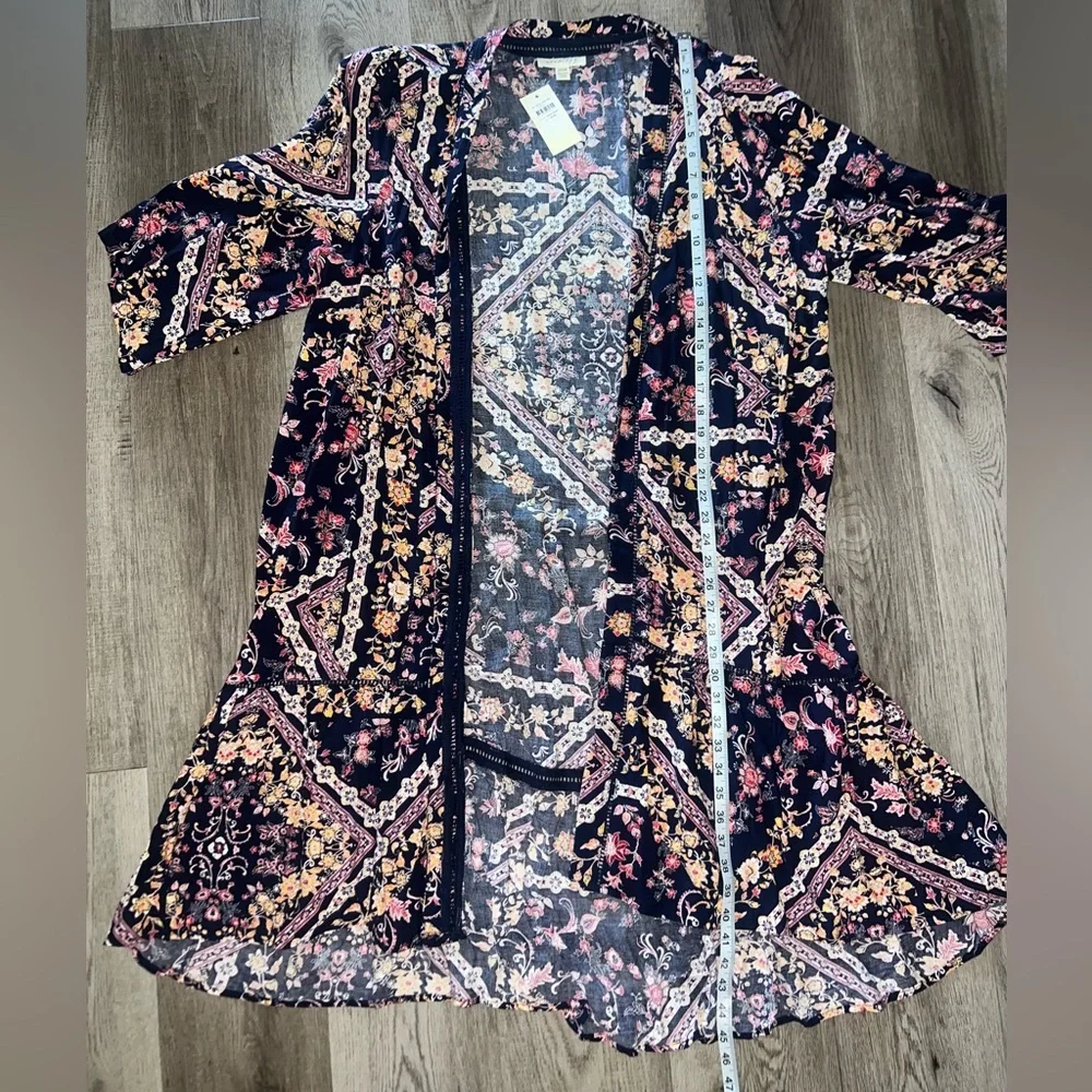 NWT Aveology Paisley Print Kimono Cardigan In Violet Size 22/24 - Picture 6 of 7